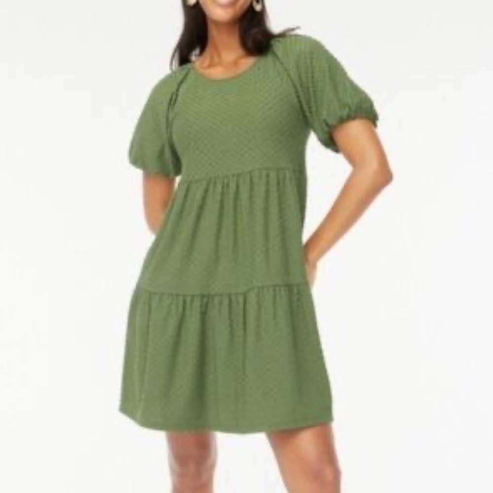 J.Crew Clip Dot Puff Sleeve Tiered Mini Dress Cottagecore Medium